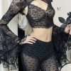 Stylish Work Outfits, Outfit Summer Ideas Goth Bat Mesh Bustier Crop Top
