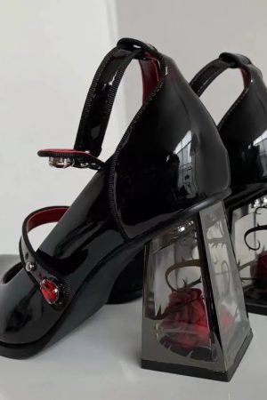 Stylish Work Outfits, Outfit Summer Ideas Goth Rose Mary Jane High Heels