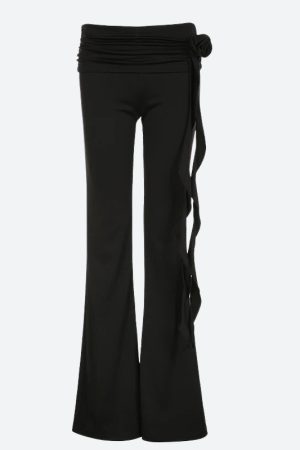 Stylish Work Outfits, Outfit Summer Ideas Goth Ruched Flower Flare Pants