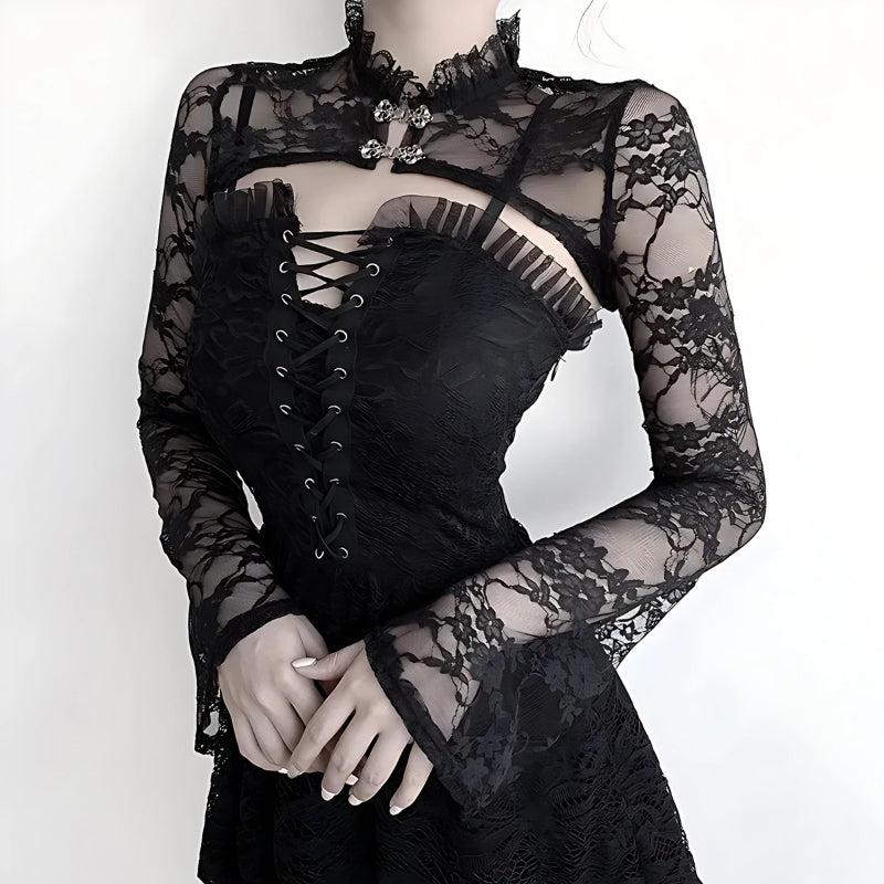 Stylish Work Outfits, Outfit Summer Ideas Goth Sheer Lace Bolero Stylish Work Outfits, Outfit Summer Ideas Goth Sheer Lace Bolero