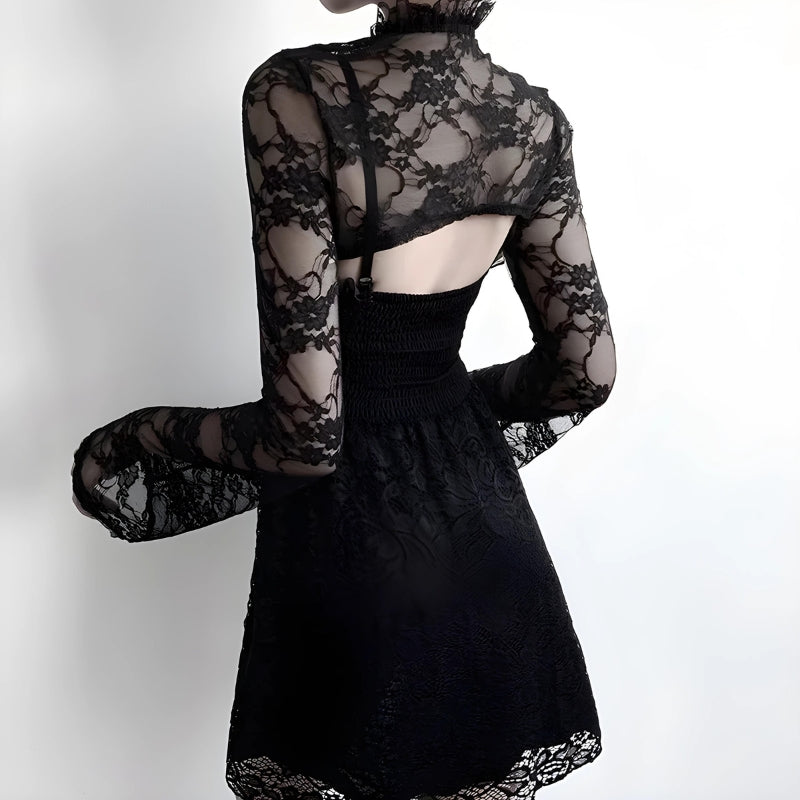 Stylish Work Outfits, Outfit Summer Ideas Goth Sheer Lace Bolero Stylish Work Outfits, Outfit Summer Ideas Goth Sheer Lace Bolero