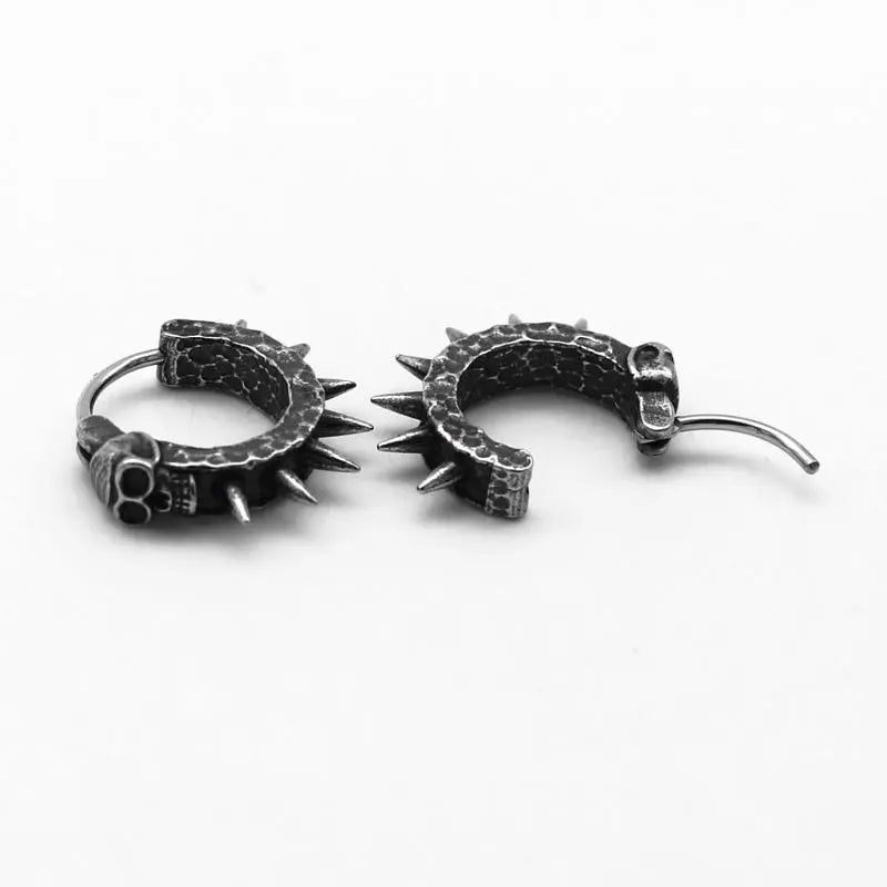Stylish Work Outfits, Outfit Summer Ideas Goth Skull Spiked Hoop Earrings