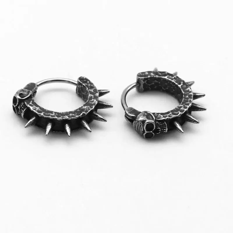 Stylish Work Outfits, Outfit Summer Ideas Goth Skull Spiked Hoop Earrings