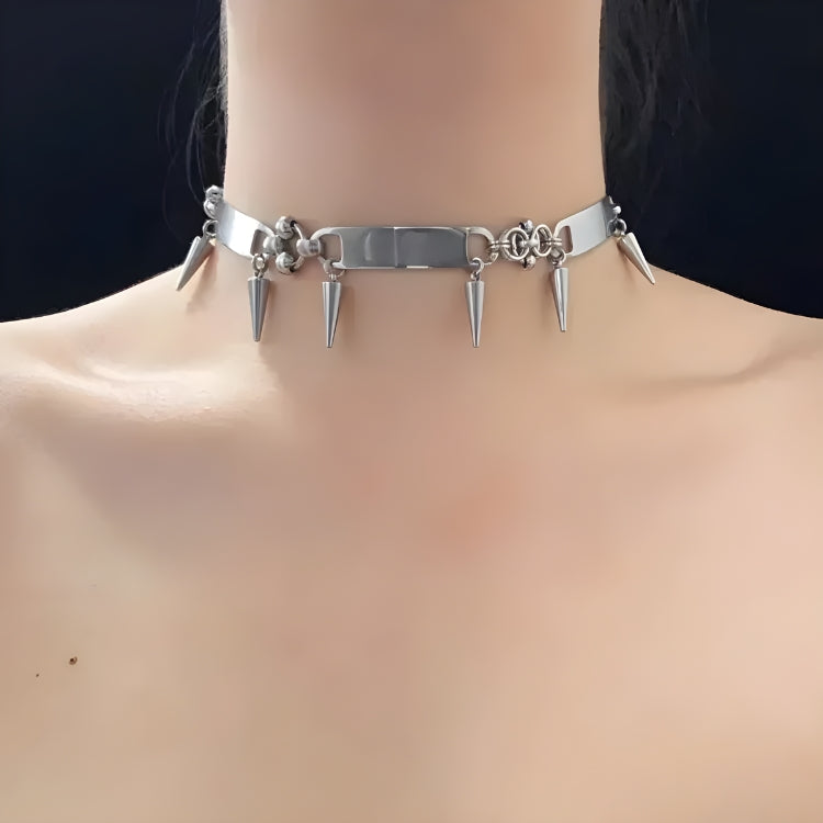 Stylish Work Outfits, Outfit Summer Ideas Goth Spiked Metal Choker