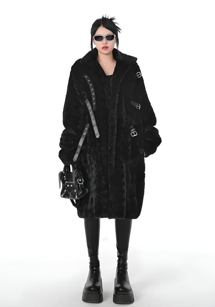 Stylish Work Outfits, Outfit Summer Ideas Gothic Faux Fur Fluffy Long Jacket