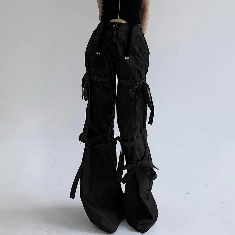 Stylish Work Outfits, Outfit Summer Ideas Gothic Lace Up Flare Pants Stylish Work Outfits, Outfit Summer Ideas Gothic Lace Up Flare Pants