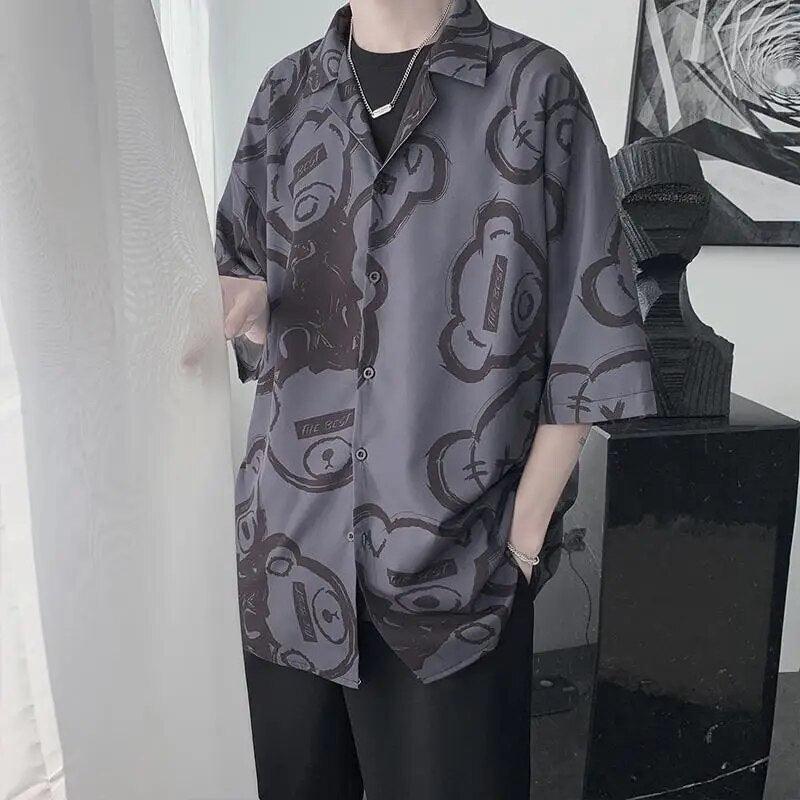 Stylish Work Outfits, Outfit Summer Ideas Graffiti Printed Short Sleeve Shirt Stylish Work Outfits, Outfit Summer Ideas Graffiti Printed Short Sleeve Shirt