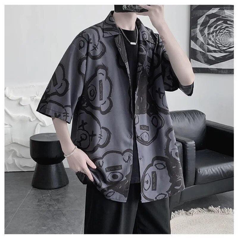 Stylish Work Outfits, Outfit Summer Ideas Graffiti Printed Short Sleeve Shirt Stylish Work Outfits, Outfit Summer Ideas Graffiti Printed Short Sleeve Shirt