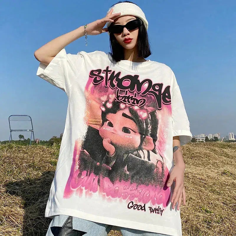 Stylish Work Outfits, Outfit Summer Ideas Graffiti Strange Graphic Tee