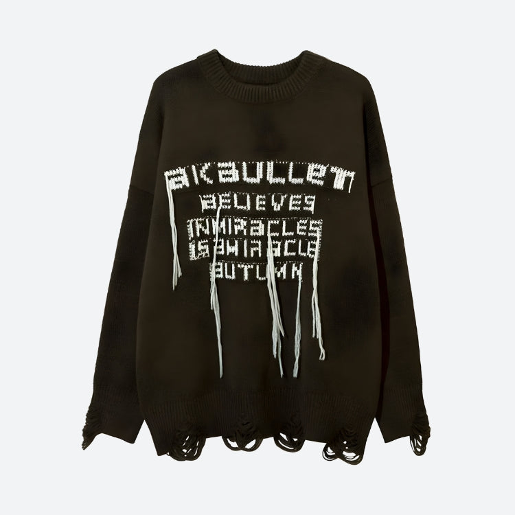 Stylish Work Outfits, Outfit Summer Ideas Grunge AK-Bullet Tasseled Sweater