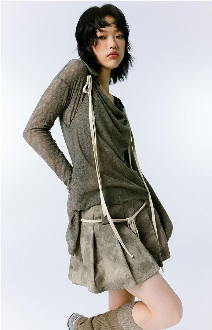Stylish Work Outfits, Outfit Summer Ideas Grunge Asymmetric Long Sleeve Lace Top