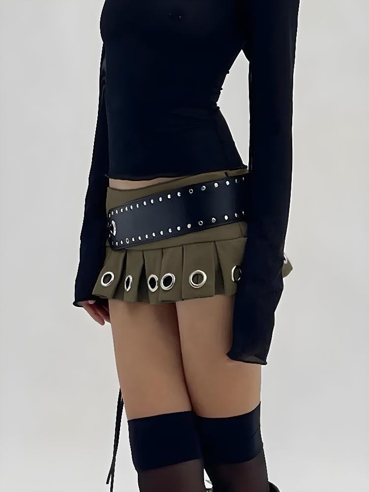 Stylish Work Outfits, Outfit Summer Ideas Grunge Belted Extra Mini Skirt