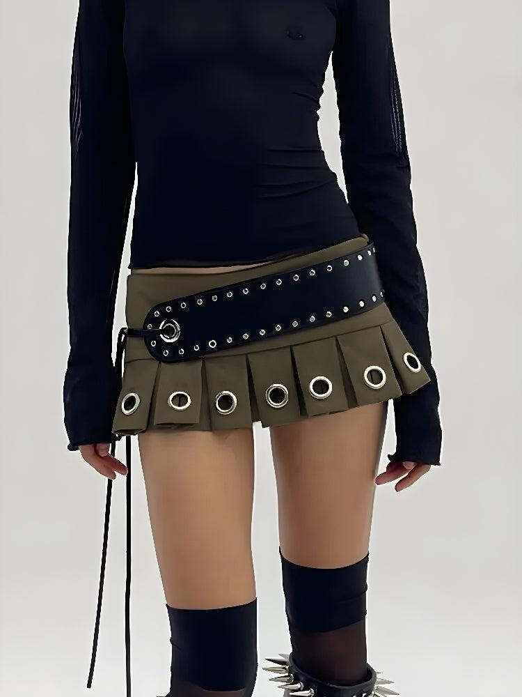 Stylish Work Outfits, Outfit Summer Ideas Grunge Belted Extra Mini Skirt