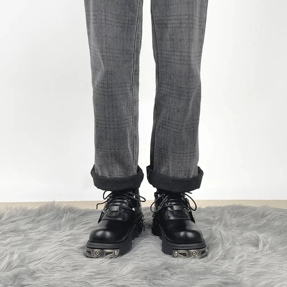 Stylish Work Outfits, Outfit Summer Ideas Grunge Belted Lace Up Platform Boots