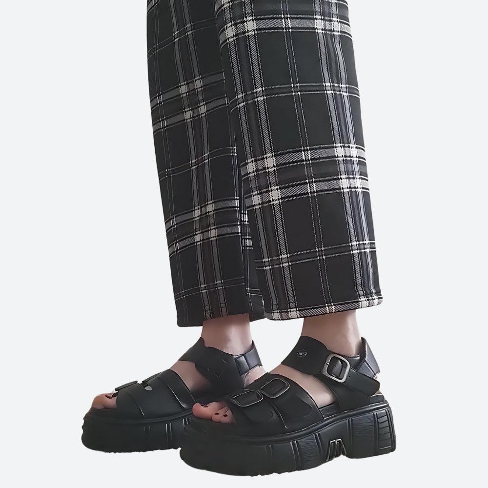 Stylish Work Outfits, Outfit Summer Ideas Grunge Belted Platform Sandals