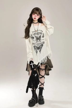 Stylish Work Outfits, Outfit Summer Ideas Grunge Butterfly Sweater