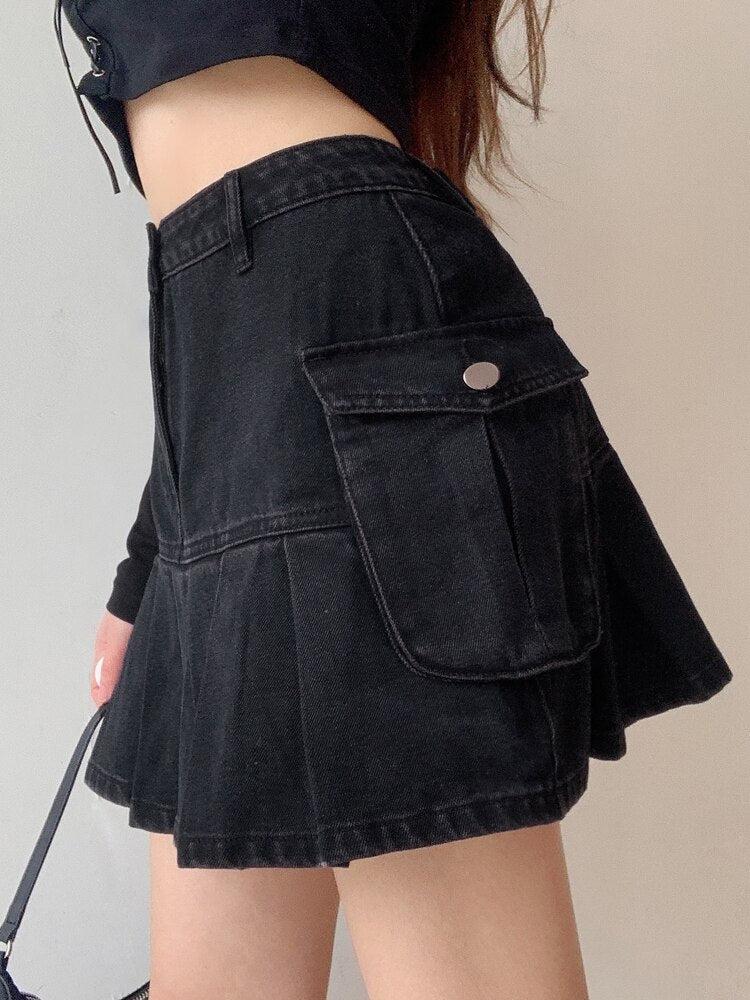 Stylish Work Outfits, Outfit Summer Ideas Grunge Cargo Denim Mini Skirt Stylish Work Outfits, Outfit Summer Ideas Grunge Cargo Denim Mini Skirt
