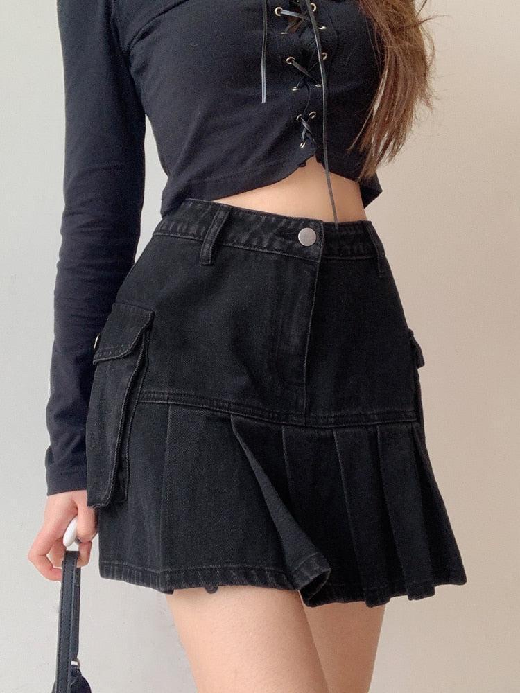 Stylish Work Outfits, Outfit Summer Ideas Grunge Cargo Denim Mini Skirt Stylish Work Outfits, Outfit Summer Ideas Grunge Cargo Denim Mini Skirt