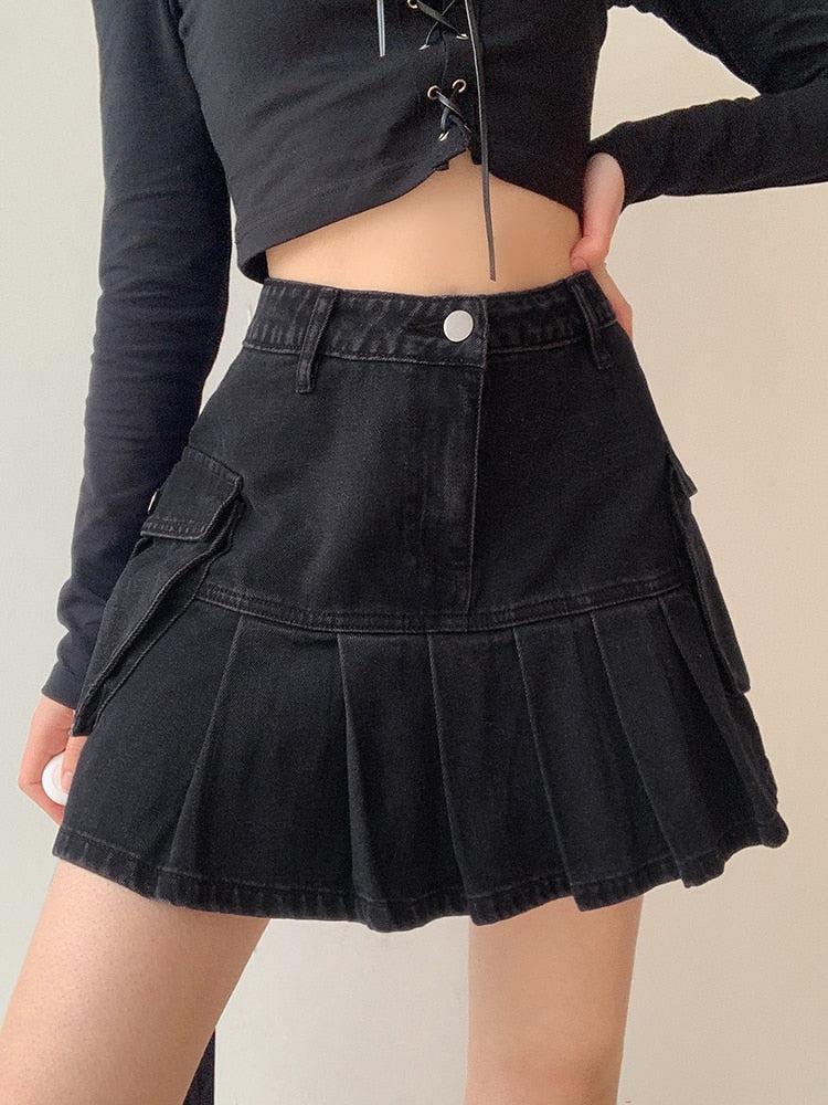 Stylish Work Outfits, Outfit Summer Ideas Grunge Cargo Denim Mini Skirt