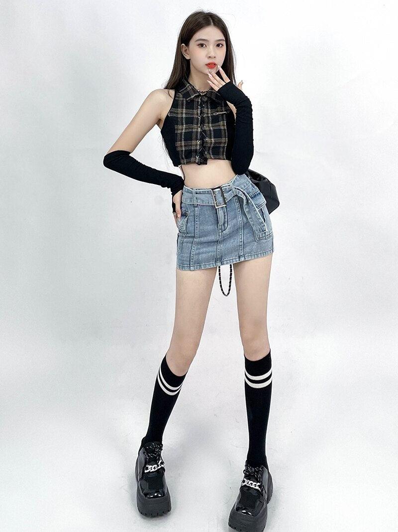 Stylish Work Outfits, Outfit Summer Ideas Grunge Cargo Jean Mini Skort Stylish Work Outfits, Outfit Summer Ideas Grunge Cargo Jean Mini Skort