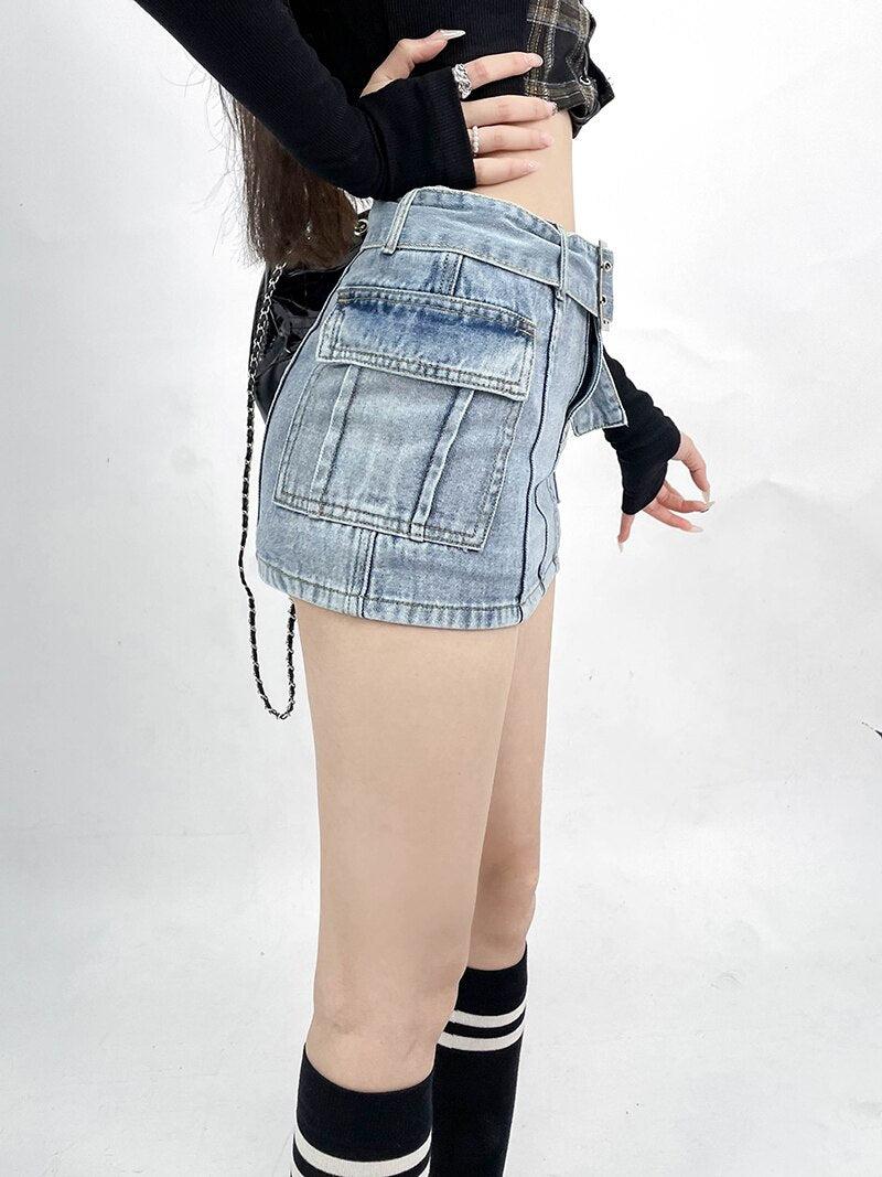 Stylish Work Outfits, Outfit Summer Ideas Grunge Cargo Jean Mini Skort Stylish Work Outfits, Outfit Summer Ideas Grunge Cargo Jean Mini Skort