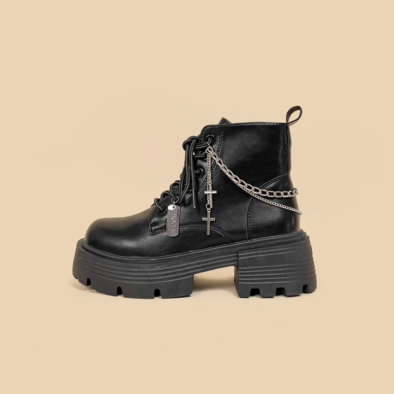 Stylish Work Outfits, Outfit Summer Ideas Grunge Chain with Cross Combat Boots Stylish Work Outfits, Outfit Summer Ideas Grunge Chain with Cross Combat Boots