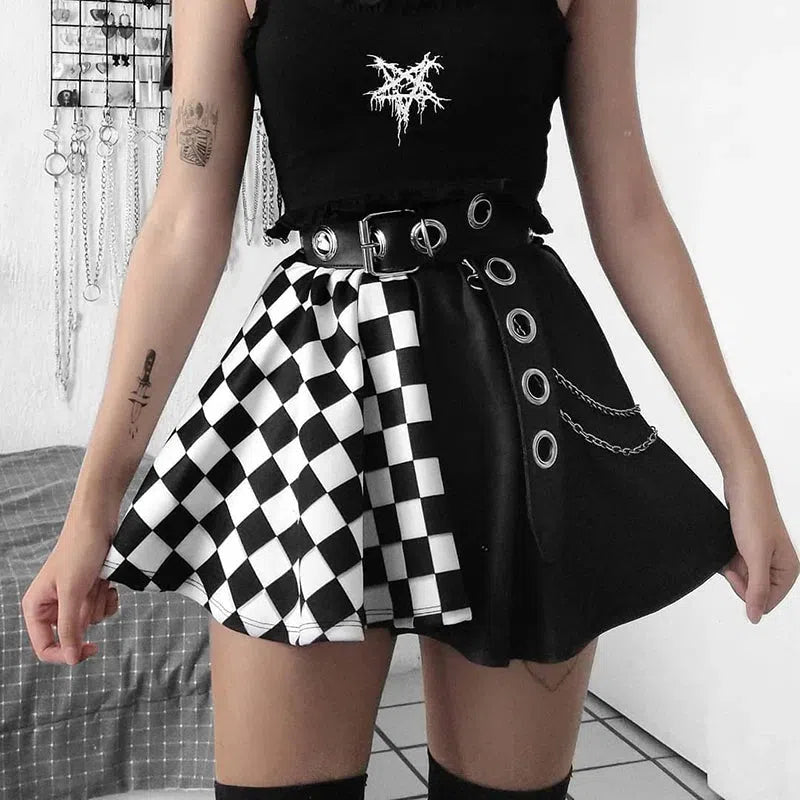 Stylish Work Outfits, Outfit Summer Ideas Grunge Checked A-Line Mini Skirt Stylish Work Outfits, Outfit Summer Ideas Grunge Checked A-Line Mini Skirt