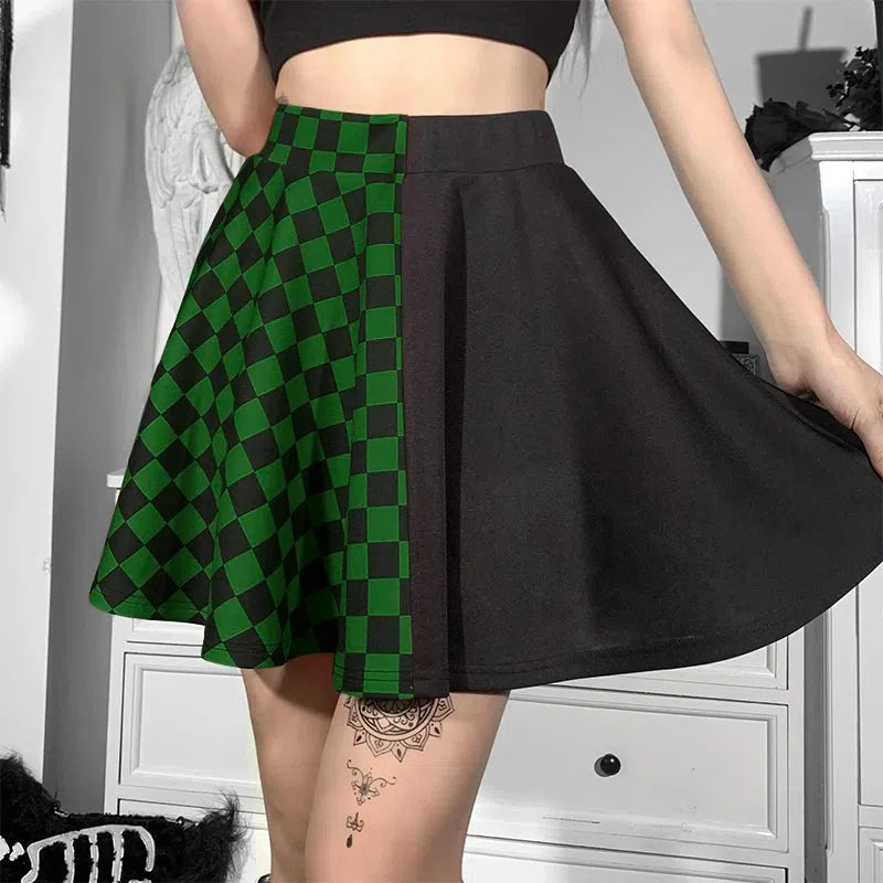 Stylish Work Outfits, Outfit Summer Ideas Grunge Checked A-Line Mini Skirt Stylish Work Outfits, Outfit Summer Ideas Grunge Checked A-Line Mini Skirt