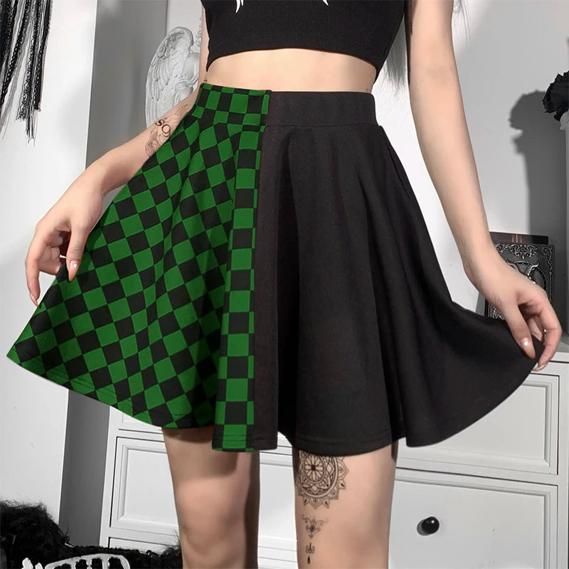 Stylish Work Outfits, Outfit Summer Ideas Grunge Checked A-Line Mini Skirt