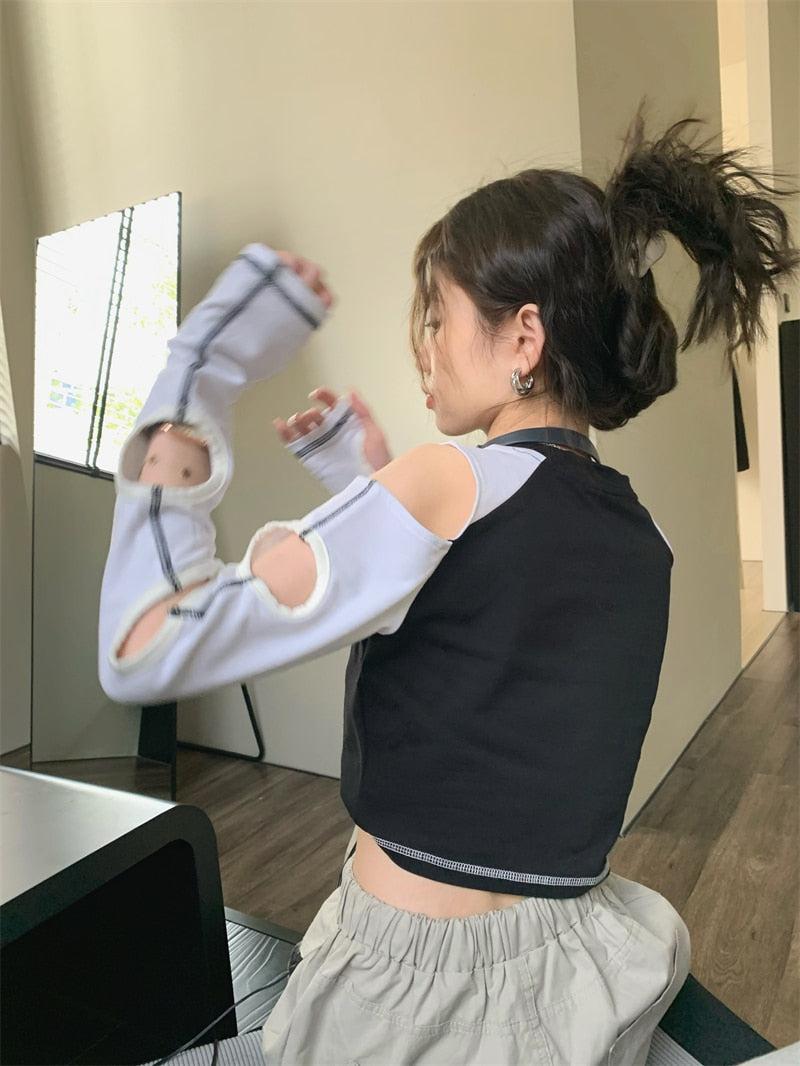 Stylish Work Outfits, Outfit Summer Ideas Grunge Cut-Out Crop Top Stylish Work Outfits, Outfit Summer Ideas Grunge Cut-Out Crop Top