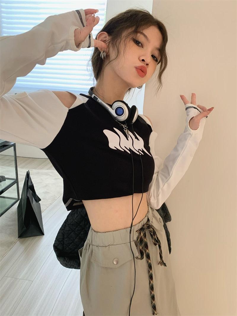 Stylish Work Outfits, Outfit Summer Ideas Grunge Cut-Out Crop Top