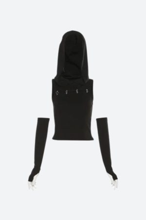 Stylish Work Outfits, Outfit Summer Ideas Grunge Cut Out Hooded Top