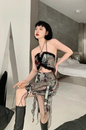 Stylish Work Outfits, Outfit Summer Ideas Grunge Cut Out Split Midi Dress