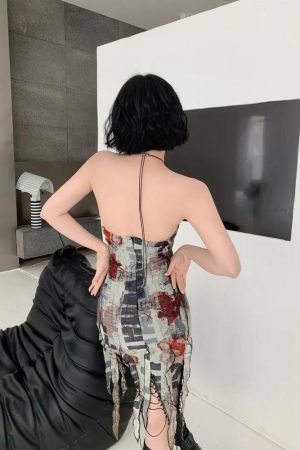 Stylish Work Outfits, Outfit Summer Ideas Grunge Cut Out Split Midi Dress