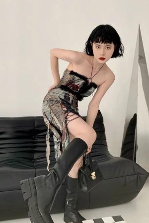 Stylish Work Outfits, Outfit Summer Ideas Grunge Cut Out Split Midi Dress