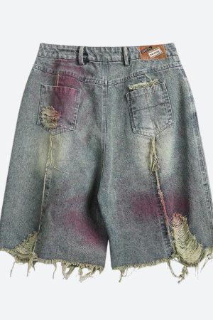Stylish Work Outfits, Outfit Summer Ideas Grunge Distressed Denim Shorts