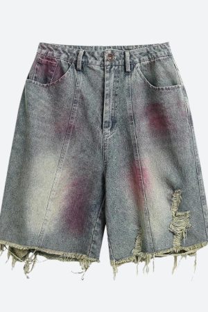 Stylish Work Outfits, Outfit Summer Ideas Grunge Distressed Denim Shorts