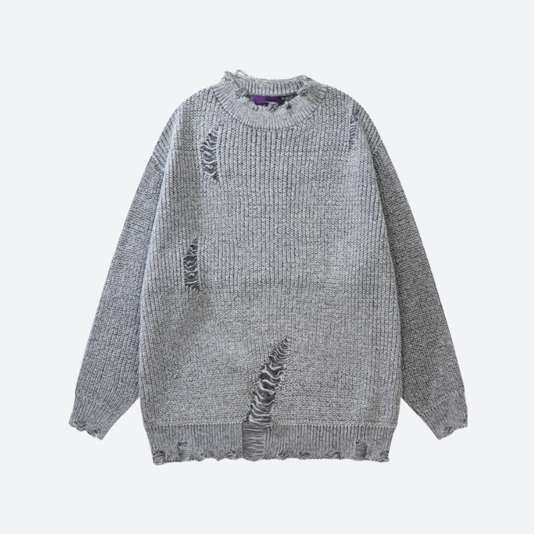Stylish Work Outfits, Outfit Summer Ideas Grunge Distressed Knitted Sweater