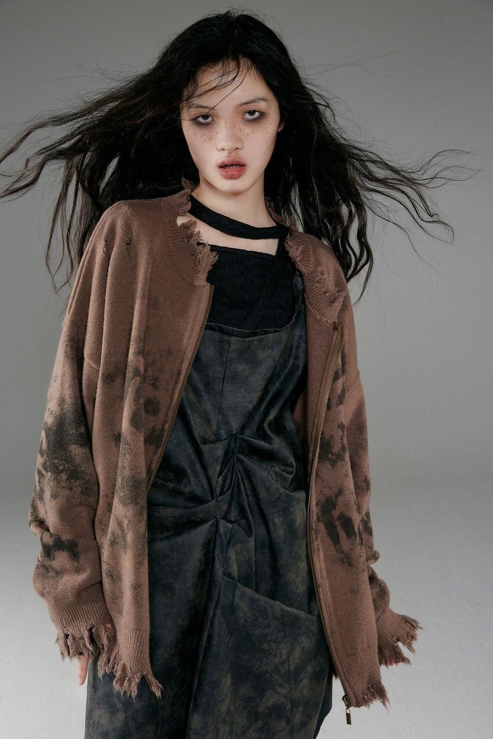 Stylish Work Outfits, Outfit Summer Ideas Grunge Extra Distressed Zip-Up Cardigan Stylish Work Outfits, Outfit Summer Ideas Grunge Extra Distressed Zip-Up Cardigan