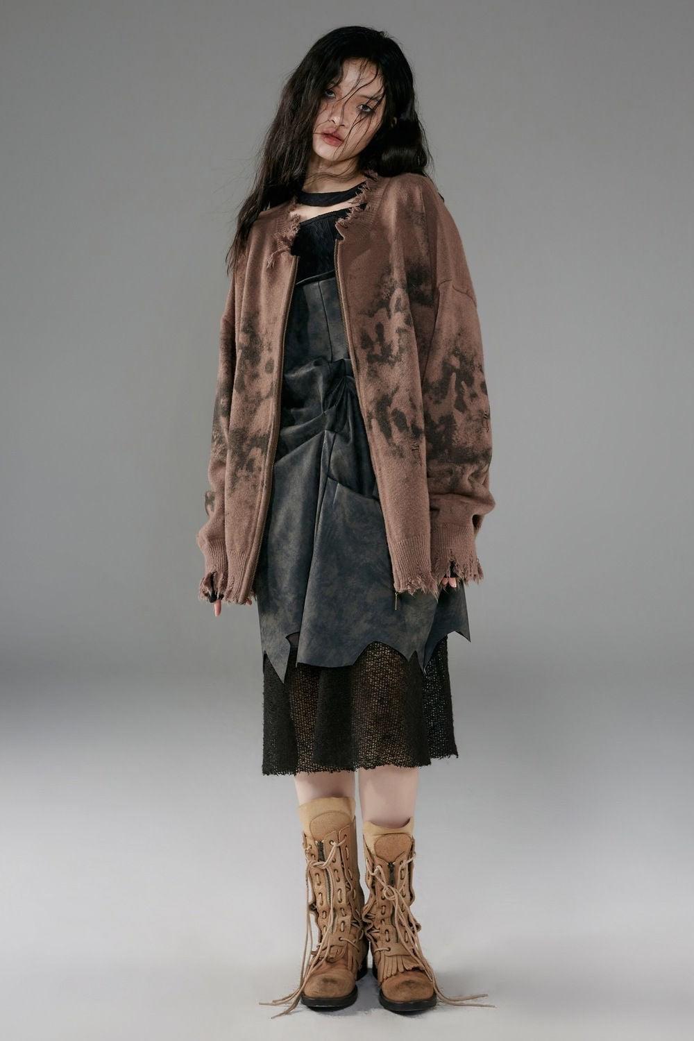 Stylish Work Outfits, Outfit Summer Ideas Grunge Extra Distressed Zip-Up Cardigan Stylish Work Outfits, Outfit Summer Ideas Grunge Extra Distressed Zip-Up Cardigan