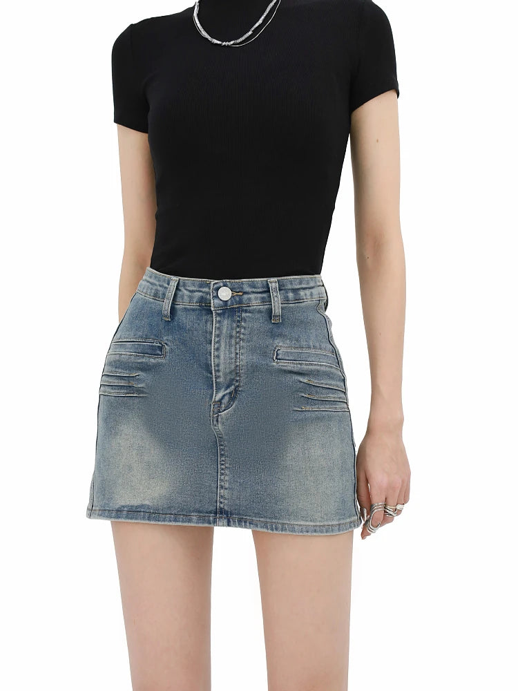 Stylish Work Outfits, Outfit Summer Ideas Grunge Fake Pocket Denim Mini Skirt Stylish Work Outfits, Outfit Summer Ideas Grunge Fake Pocket Denim Mini Skirt