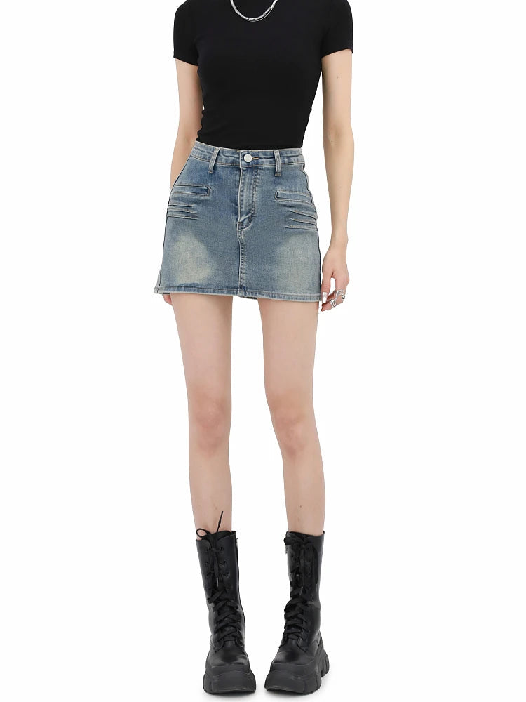 Stylish Work Outfits, Outfit Summer Ideas Grunge Fake Pocket Denim Mini Skirt Stylish Work Outfits, Outfit Summer Ideas Grunge Fake Pocket Denim Mini Skirt