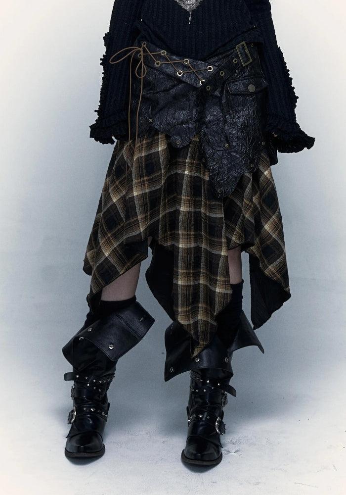 Stylish Work Outfits, Outfit Summer Ideas Grunge Faux Leather Plaid Midi Skirt Stylish Work Outfits, Outfit Summer Ideas Grunge Faux Leather Plaid Midi Skirt