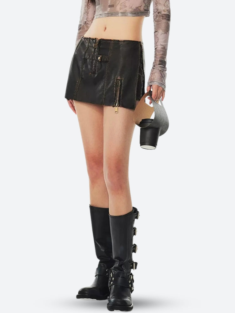 Stylish Work Outfits, Outfit Summer Ideas Grunge Faux Leather Slit Mini Skort Stylish Work Outfits, Outfit Summer Ideas Grunge Faux Leather Slit Mini Skort