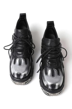 Stylish Work Outfits, Outfit Summer Ideas Grunge Flame Chunky Platform Shoes