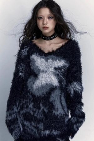 Stylish Work Outfits, Outfit Summer Ideas Grunge Fuzzy Sweater