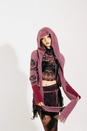 Stylish Work Outfits, Outfit Summer Ideas Grunge Gothic Skull Hooded Cardigan