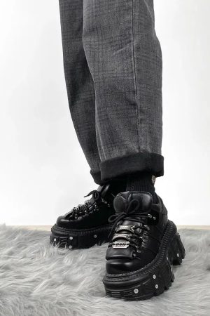 Stylish Work Outfits, Outfit Summer Ideas Grunge Lace Up Platform Sneakers