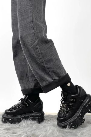 Stylish Work Outfits, Outfit Summer Ideas Grunge Lace Up Platform Sneakers