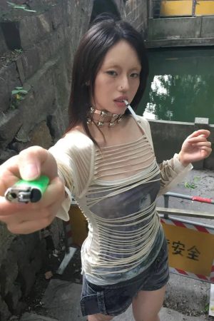 Stylish Work Outfits, Outfit Summer Ideas Grunge Layered Sheer Top